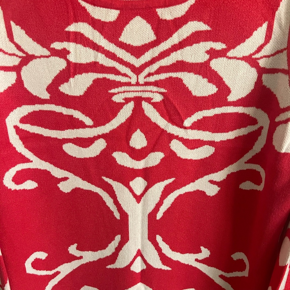 Elegant Pink and White Patterned Dress 2X - Picture 2 of 6